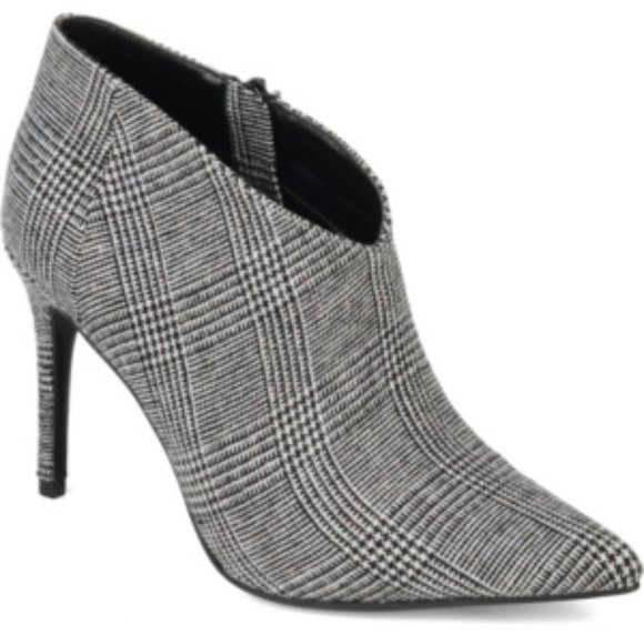 #61 Journee Collection Demmi Pointed Toe Heeled Bootie Plaid Manmade 8.5 M - Picture 1 of 1